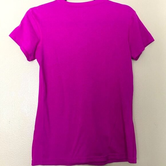 Nike Dri Fit Magenta V Neck Short Sleeve Shirt Size Small EUC - Picture 2 of 3